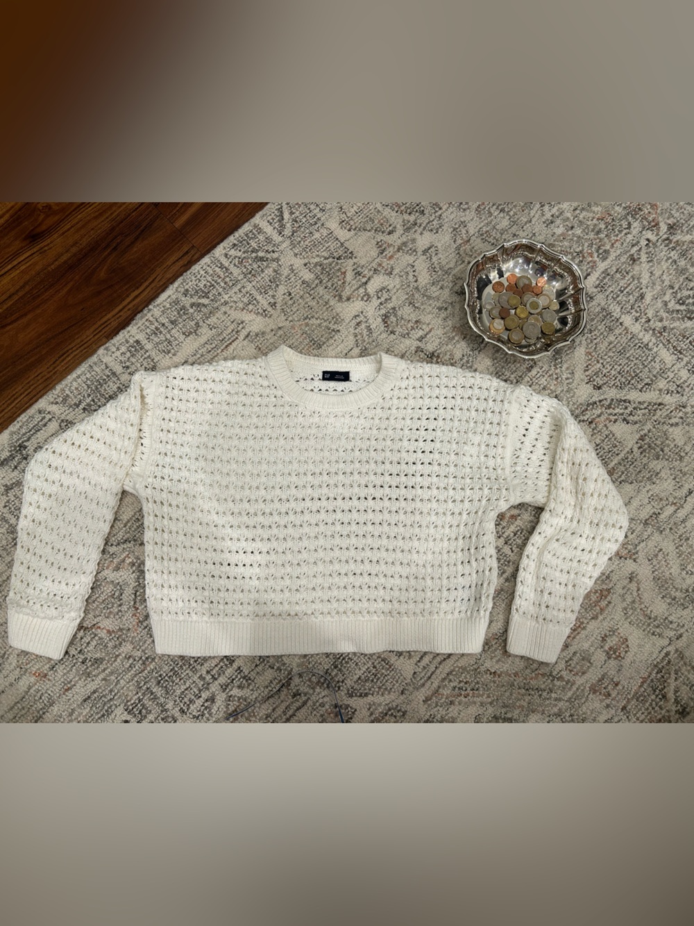 NWOT GAP Women's White Open-Knit 100% cotton Sweater